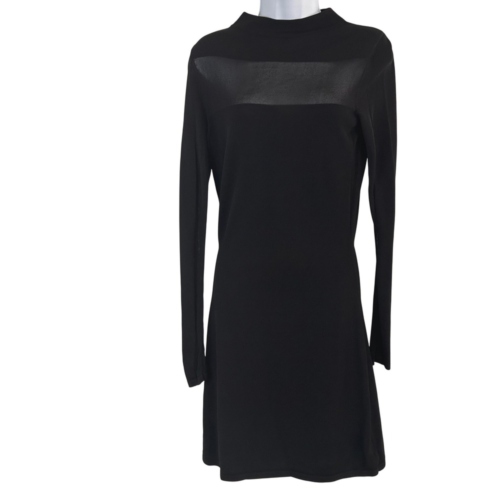 NWOT Stockholm Atelier & Other Stories Black Mock Neck Mesh Panel Knit Dress M - Picture 1 of 7